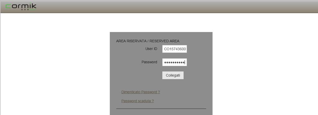 LOGIN-Inserimento Inserimento credenziali User ID Per esempio : Password HT 857436 00