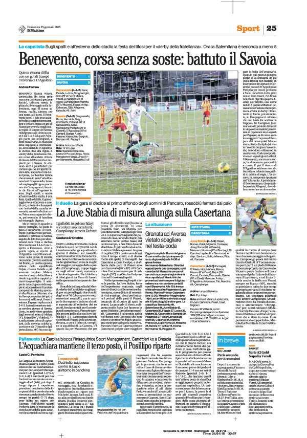 Pagina 25 Il Mattino Pallanuoto La Carpisa blocca l' inseguitrice Sport Management. Canottieri ko a Brescia.