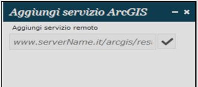 3.5.2. Servizi ArcGIS Server Scegliendo l'opzione ArcGIS si apre la maschera Aggiungi servizio ArcGIS.