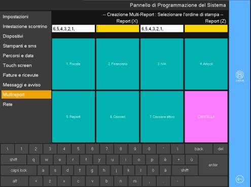 Figura 69: Programmazione del multi-report A questo punto è sufficiente selezionare la sequenza di interesse col semplice click del tasto indicante la statistica di interesse.