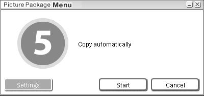 Picture Package viene avviato automaticamente e le immagini nel Memory Stick vengono copiate sul computer.