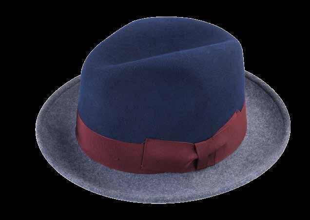 Fedora Bicolor in Feltro di Lana Blu Grigio