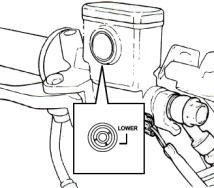 Olio raccomandato:motorex Brake Fluid DOT4 Pinza freno Indicatori usura pastiglie Disco freno Rabbocco olio freni: 1. Allentare le viti e smontare il coperchio della pompa. 2.