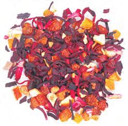 INGREDIENTI: karkadè fiori, rosa canina frutto, arancio dolce scorze, cocco, mela, aromi.