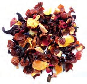 INGREDIENTI: karkadè fiori, rosa canina frutto, arancio dolce scorze, mela, melone, uvetta sultanina,