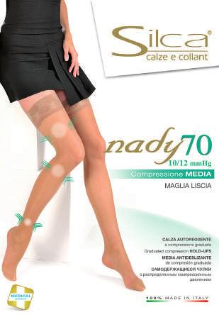 NADY 70 CALZA MAGLIA RETE AUTOREGGENTE MAGLIA LISCIA CA 4127 CA 4121 COMPOSIZIONE: 86% poliammide 14% elastam COMPOSIZIONE: 76% poliammide 24% elastam CALZA IN LYCRA MAGLIA RETE, DOP- PIO