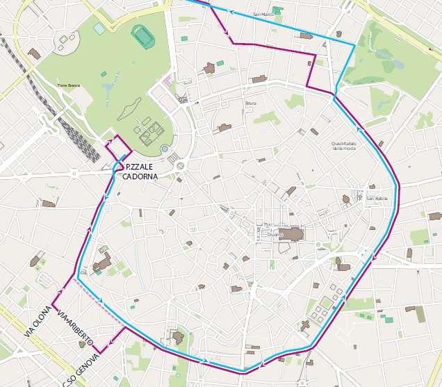 Trasporto Pubblico Locale 1/2 17 BUS ATM 94: in direzione Cadorna devia da via De Amicis (in corrispondenza di piazza Resistenza Partigiana) su corso Genova, svolta in via Ariberto e