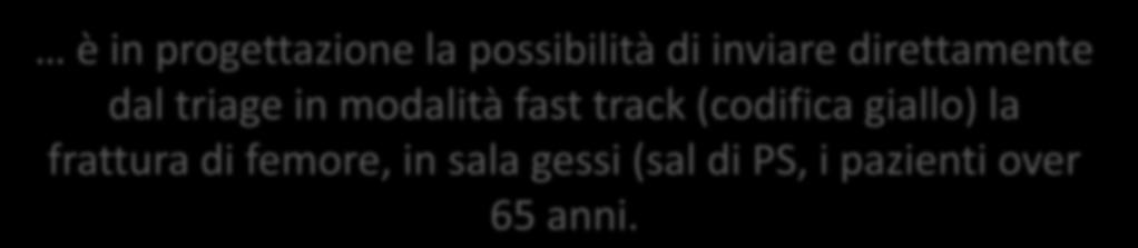 della zona, sono inviati direttamente dal triagista con metodologia fast track con