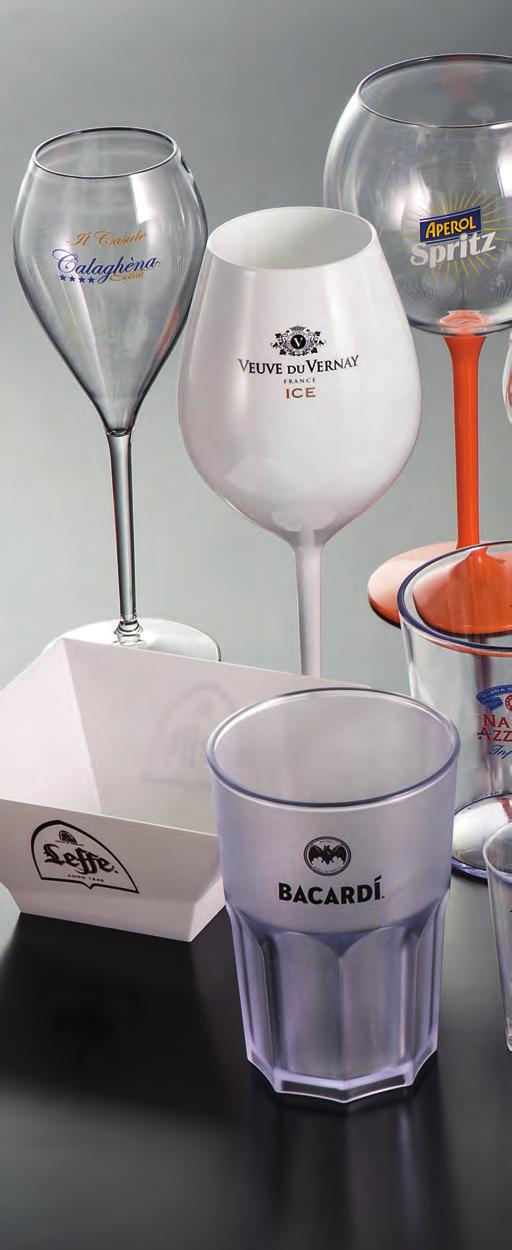 LISTINO PERSONALIZZAZIONI Bicchieri monouso linea sommelier, cocktail, moon, cup collection in PS e in PP Applicazione in tampografia del logo cliente Minimo di ordine: 5.