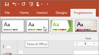 Usare una struttura di diapositiva accessibile Nel gruppo Temi della scheda Progettazione selezionare Tema di Office Il Tema di Office è progettato per ottenere colori,
