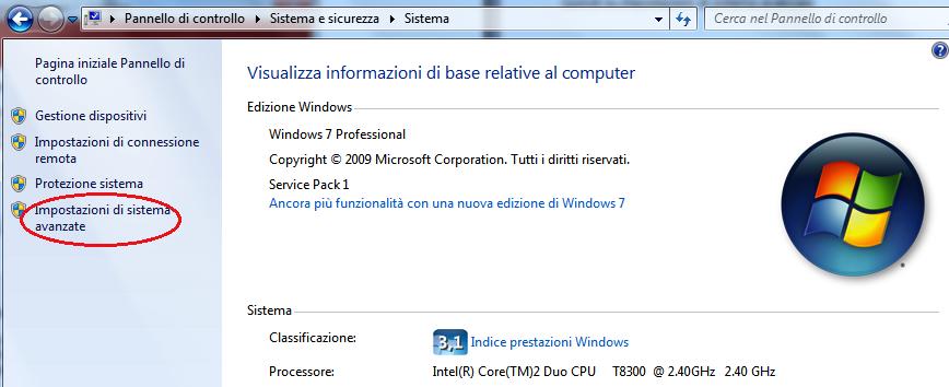 sinistra sul simbolo di Windows e quindi su Computer.