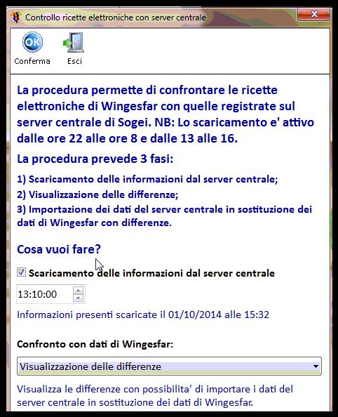 Verrà mostrata la maschera seguente su cui dare Conferma Al termine della procedura verrà mostrato il