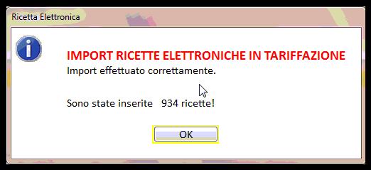 Premere su Conferma per procedere con l importazione Finita l