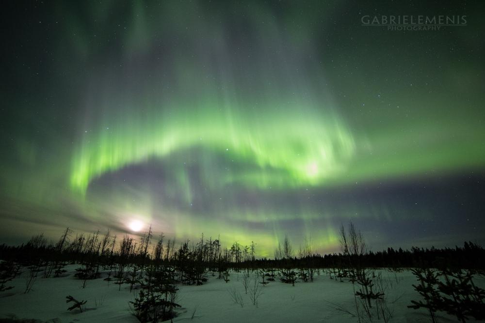 (la magica aurora boreale fotografata in riva al fiume