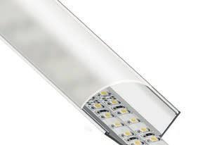 NEW PROF63N Strisce a LED da pag. 106 a pag. 124 Profilo angolare in alluminio anodizzato grigio argento. Adatto in tutte quelle applicazioni angolari ottenendo una emissione di luce con angolo a 100.