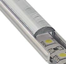 PROF3 Strisce a LED da pag. 106 a pag. 124 Profilo in alluminio estruso a basso profilo di colore grigio alluminio per installazioni a vista. Previsto l uso con strisce a led serie IP20, IP65 e IP68.