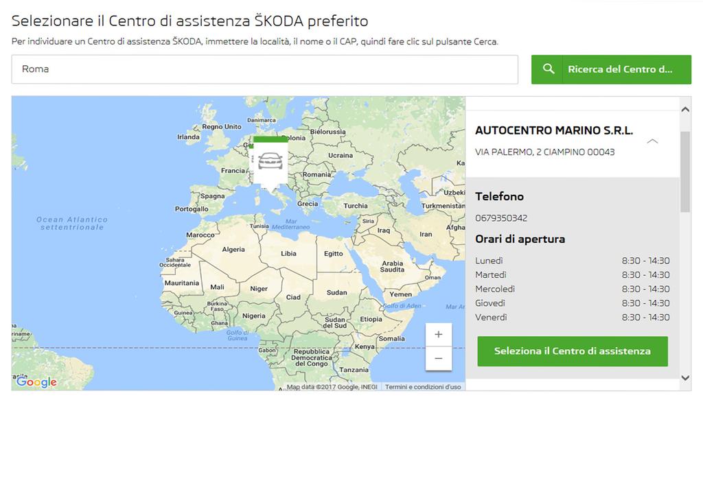 Fare clic sulla piccola freccia per visualizzare i dettagli. 5. Confermare la selezionate cliccando su Seleziona il Centro di assistenza. 6.