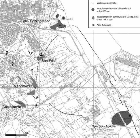Ricerche multidisciplinari nel territorio di Priolo Gargallo 151 Fig. 11. Carta archeologica delle aree insediative a Sud di Priolo Gargallo.