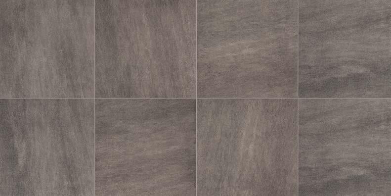 GRES PORCELLANATO A MASSA COLORATA FULL BODY COLORED PORCELAIN STONEWARE ANTRACITE R: Rettificato Rectified I pezzi speciali, per effetto delle lavorazioni, possono presentare variazioni di tonalità.