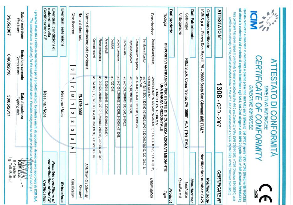 SLASH - Caratteristiche, certificazioni Maniglione antipanico rever Caratteristiche Maniglione antipanico che si distingue dagli altri per il particolare design e le forme arrotondate dei carter.