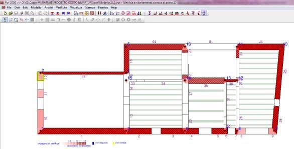 POR2000: Piano 1 -Verifiche a ribaltamento Piano 2 -Verifiche a ribaltamento Le differenze tra i risultati dei due programmi di calcolo sono molto evidenti ma derivano da ipotesi di modellazione