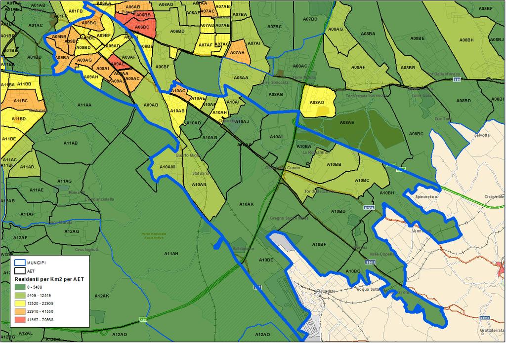 Anagrafica del Municipio VII Distribuzione della densità