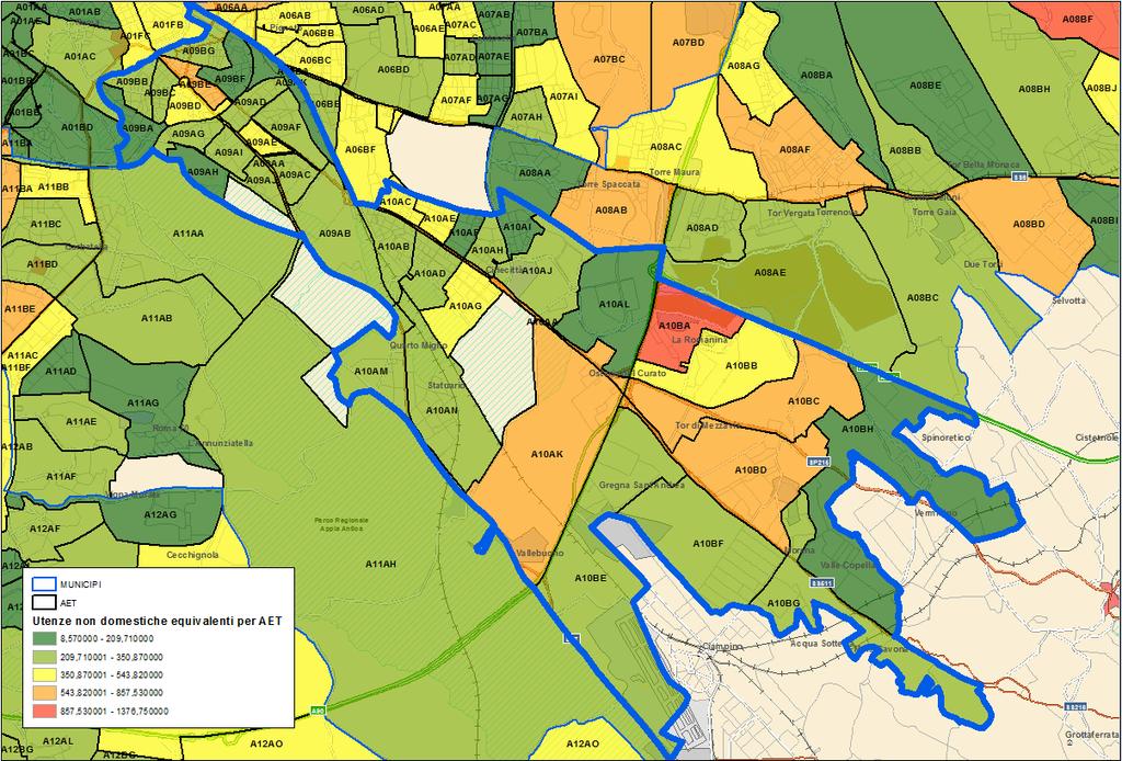 Domanda di Servizio Municipio VII Distribuzione delle utenze non domestiche Ta.Ri.