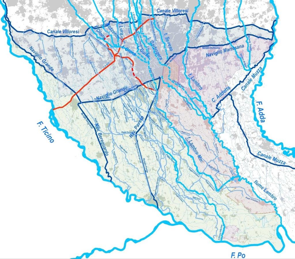 L assetto idraulico complessivo del nord Milano Il territorio è interessato da 5 sistemi idrici: 1. Il sistema fluviale 2. Il sistema dei Navigli 3. Il sistema dei canali scolmatori 4.