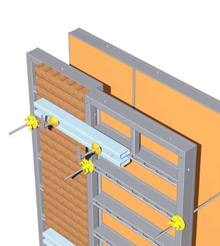 connection with different thickness of the wall Example of formwork connection with different wall thickness.