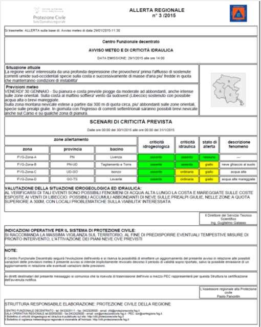 Allerta regionale: a chi è inoltrata Centro Funzionale Centrale di Roma Centro Funzionale Decentrato- Regione Veneto Prefetture Tutti i Comuni della Regione (indipendentemente dalla