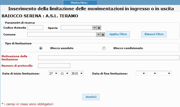 Il sistma visualizza la sgunt pagina riportata in figura: Da tal maschra è possibil scglir una dll du opzioni: 1. blocco assoluto 2.