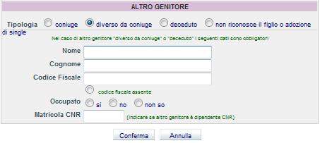 coniuge: deve esistere nel nucleo e la mappa sottostante viene compilata automaticamente, diverso da coniuge: inserire i dati come da immagine sotto riportata, deceduto: inserire i dati come da