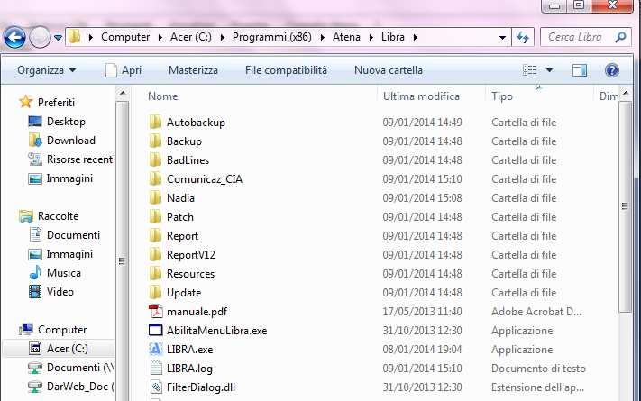 Il percorso standard è C://Programmi/Atena/Libra.