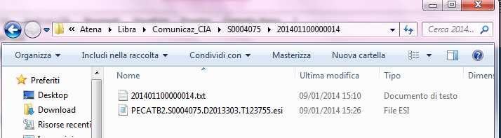 dell Intermediario identificata dal suo Id. Registrazione C.I.A. troveranno posto le cartelle col nome dei file estratti.