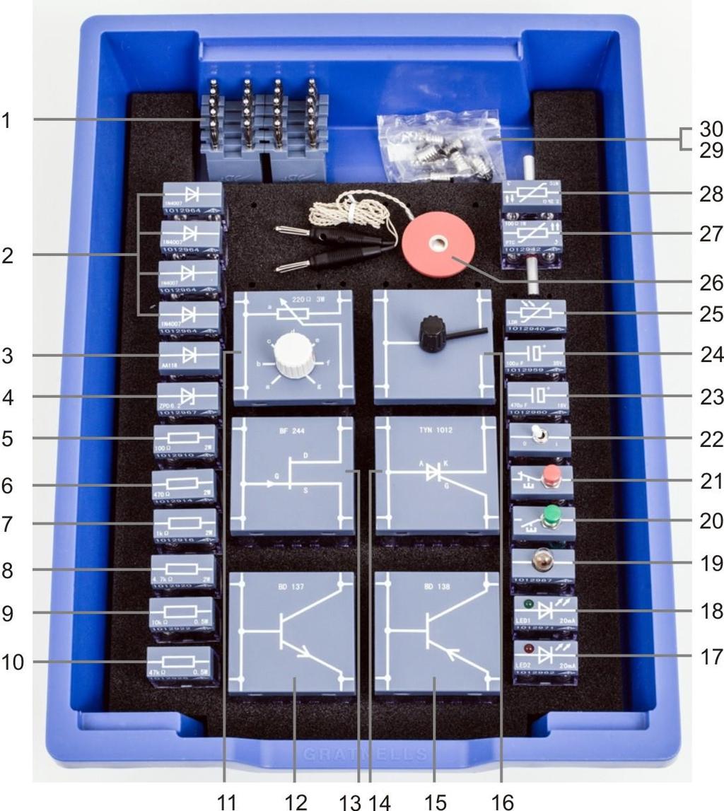 . Fornitur Set i 0 connettori nstro Dioi Si N 4007 (4x) Dioo Ge 8 4 Dioo Z ZPD 6, 5 Resistenz 00 Ohm, W 6 Resistenz 470 Ohm, W 7 Resistenz kohm, W 8 Resistenz 4,7 kohm, W 9 Resistenz 0 kohm, W 0