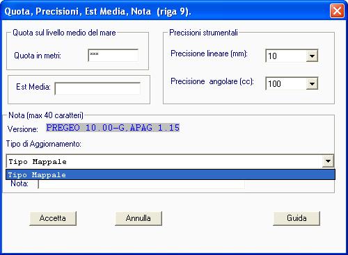 Fig. 3 Atti di aggiornamento rientranti nella Macro Categoria Semplificata - Compilazione della Riga di tipo 9 Nella Macro Categoria "Speciale" (rif. fig.