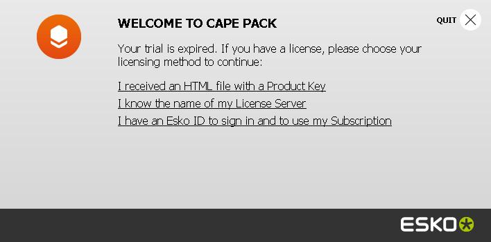 16 di Cape Pack, si deve disattivare la licenza di abbonamento prima di lanciare Cape Pack 16.