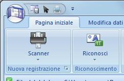 Cliccare il tasto [Scanner] nella scheda [Pagina iniziale] per avviare la scansione del biglietto da visita.