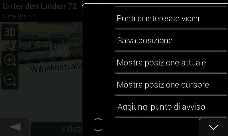 3.6 Aggiunta di un punto di avviso È possibile salvare qualsiasi punto della mappa come punto di avviso, ad esempio una telecamera antivelocità o una zona con una scuola. 1.