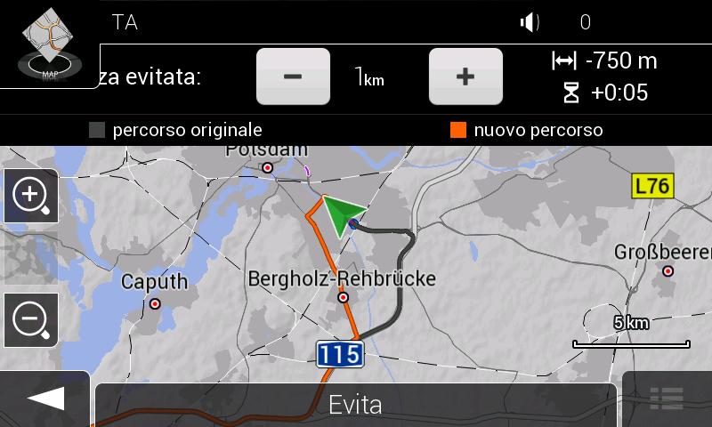 4.1.9.1 Deviazione per congestione in autostrada Zenec Navigation può offrire una deviazione quando si è costretti a rallentare in autostrada a causa del traffico.