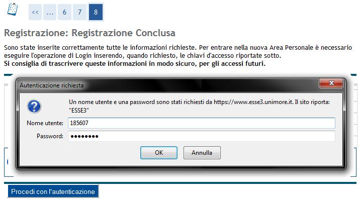 Clicca ed inserisci nei campi Nome Utente e Password il Nome Utente e la Password appena rilasciate (Fig. 9). Fig. 9 Finestra di Login 2.