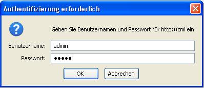 3. Autentificazione: Immissione nome utente e password Il nome utente assegnato di serie è admin ed anche la password è