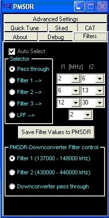 Firmware & DLL La DLL rileva tramite il firmware la presenza della scheda downconverter, attivando automaticamente tutti i controlli sulla finestra.