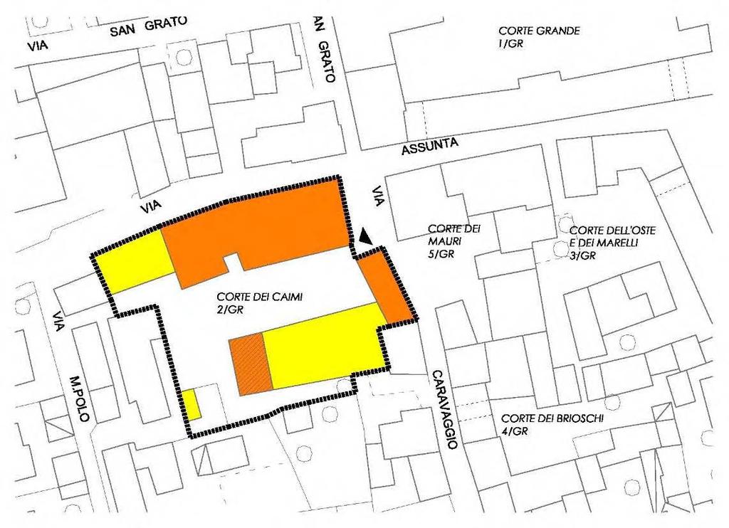 CORTE DEI CAIMI in via Caravaggio, 4 Scheda 2/GR Tipologia edilizia TAB. N.2.3.41 DATI E INDICI PLANIVOLUMETRICI RELATIVI ALLO STATO DI FATTO Dati planivolumetrici Superficie territoriale-catastale 1.