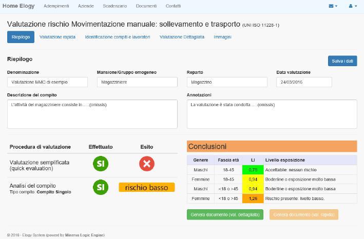 4.7 Generazione del documento per il DVR Una volta conclusa la valutazione, o attraverso la sola valutazione semplificata o ricorrendo alla valutazione dettagliata, è possibile tornare sulla sezione