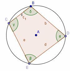 Con Ic4 Bisettrice, determinare la bisettrice degli angoli in A e in B (cliccare sul segmento c e poi su b) e dell angolo in B (cliccare sul segmento c e poi su a) individuando la loro intersezione E.