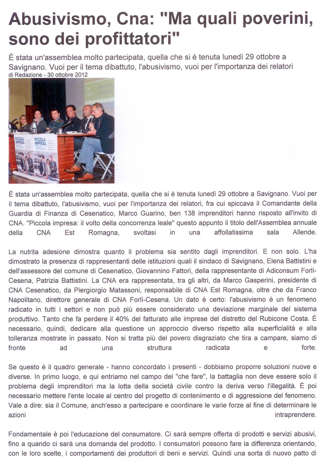 Del 30-10-2012 Comune SAVIGNANO SUL RUBICONE Abusivismo,