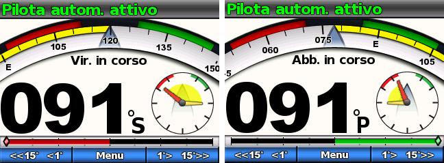 Funzionamento del pilota automatico per imbarcazioni a vela Esecuzione di una virata o di una strambata in mantenimento vento 1. Attivare il mantenimento vento (pagina 13). 2.