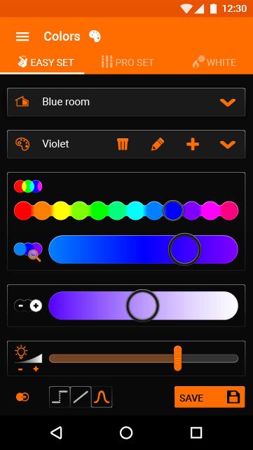 NATULED APP Scegliere fra milioni di colori e creare gli scenari di luce in base all evento che si desidera, selezionare le zone (stanze) con le quali interagire, impostare il calore del bianco puro