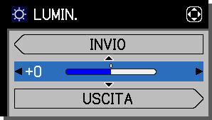 Operazioni Utilizzo della funzione menu (continua) 3. Per chiudere il MENU, premere nuovamente il pulsante MENU. Oppure selezionare USCITA e premere il cursore o il pulsante ENTER.